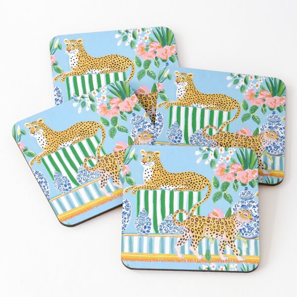 Item preview, Preppy cheetahs, ginger jars and cabana stripes designed and sold by SophieClimaArt.