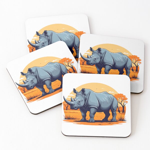 Item preview, Safari Rhino Illustration in Sunset designed and sold by Rutvain.