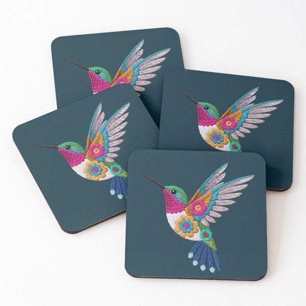 Item preview, Mexican Floral Embroidery Hummingbird — Colorful Textile Art designed and sold by Ahau Designs.
