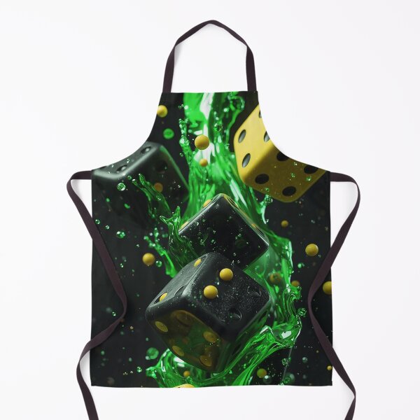 Item preview, Abstract Floating Dice 3D Art – Black Yellow Dice with Green Energy Splash CGI Render designed and sold by Impact-Art.