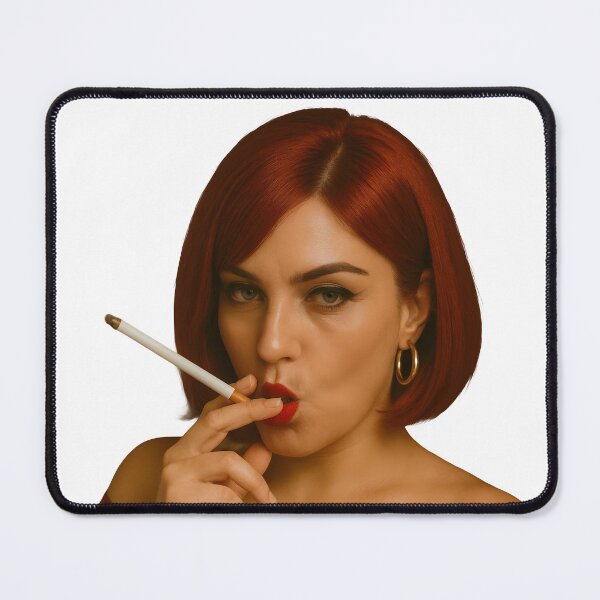 Item preview, Retro Glamorous Woman with Red Hair and Cigarette in Leopard Dress. designed and sold by Spark2Seduction.