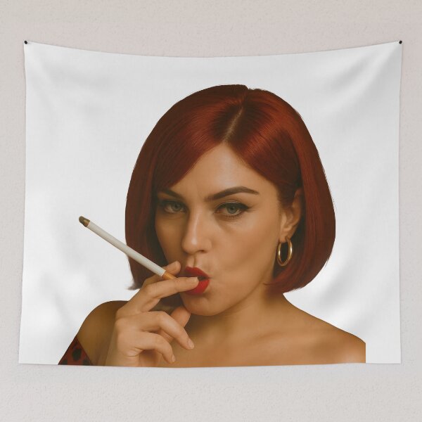 Item preview, Retro Glamorous Woman with Red Hair and Cigarette in Leopard Dress. designed and sold by Spark2Seduction.