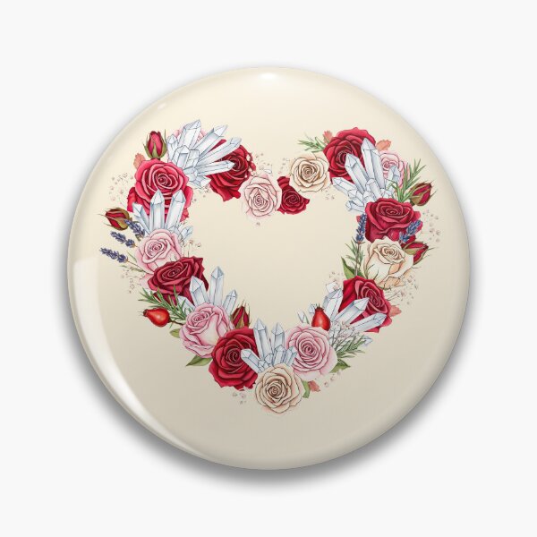 Item preview, Crystal Love Spell Wreath - Rose Quartz & Red Roses Heart designed and sold by Credisaim.