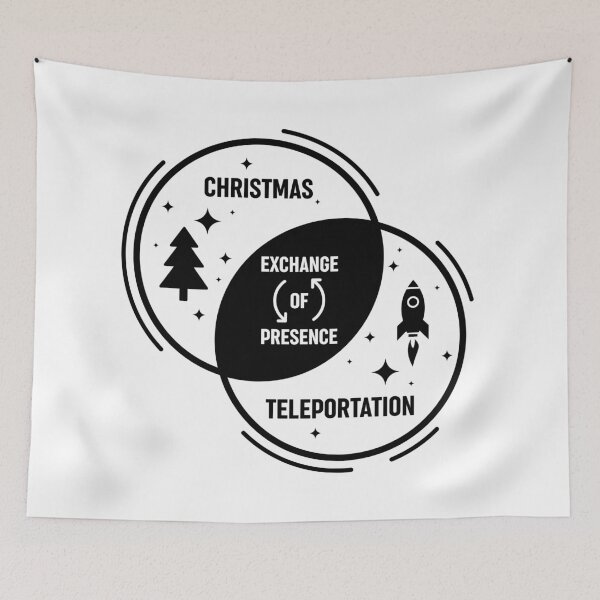 Item preview, Exchange of Presence - Funny Christmas Venn Diagram - Black Print designed and sold by Josh Meyer Designs.