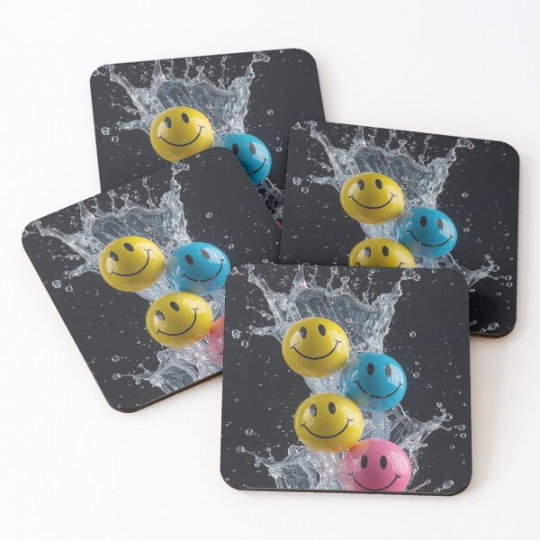 Item preview, 3D Smiley Face Emoji Water Splash – Colorful Emoji Balls CGI Art designed and sold by Impact-Art.