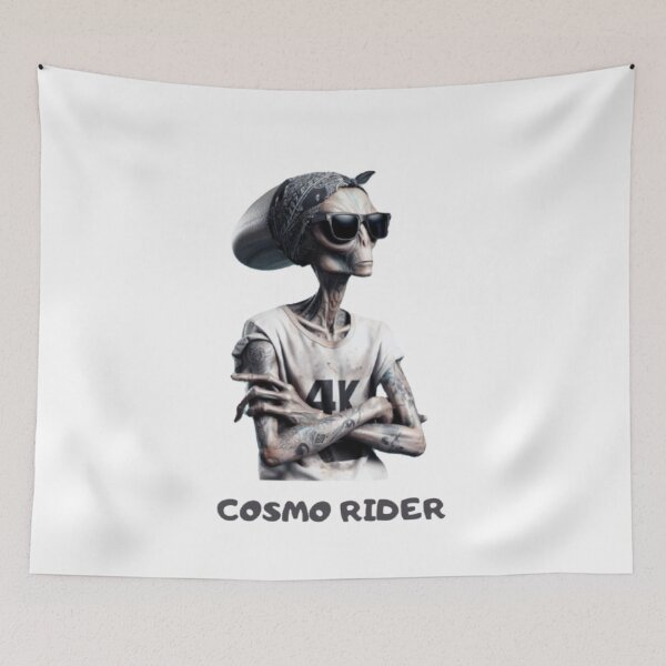 Item preview, Cosmo Rider Tattooed Alien Biker Design - Alien T-Shirt Design designed and sold by GreenGirl-store.