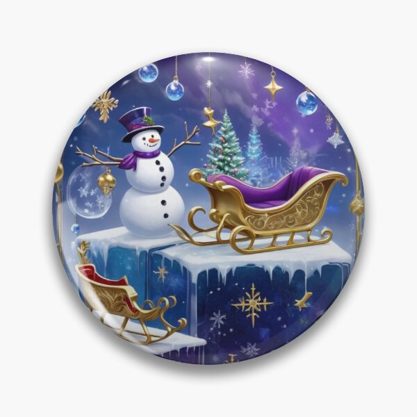 Item preview, Snowmen Inside Glass Box With Golden Sleigh's And Blue Ornaments designed and sold by Melantari Vizuns.