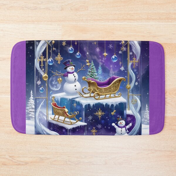 Item preview, Snowmen Inside Glass Box With Golden Sleigh's And Blue Ornaments designed and sold by Melantari Vizuns.