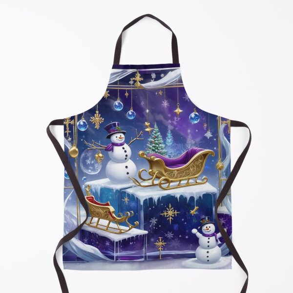 Item preview, Snowmen Inside Glass Box With Golden Sleigh's And Blue Ornaments designed and sold by Melantari Vizuns.