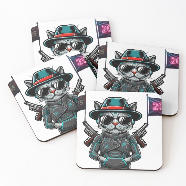 Item preview, Cyberpunk Mech Cat 2026 – Futuristic New Year Warrior tshirt designed and sold by Kikaytv.com.