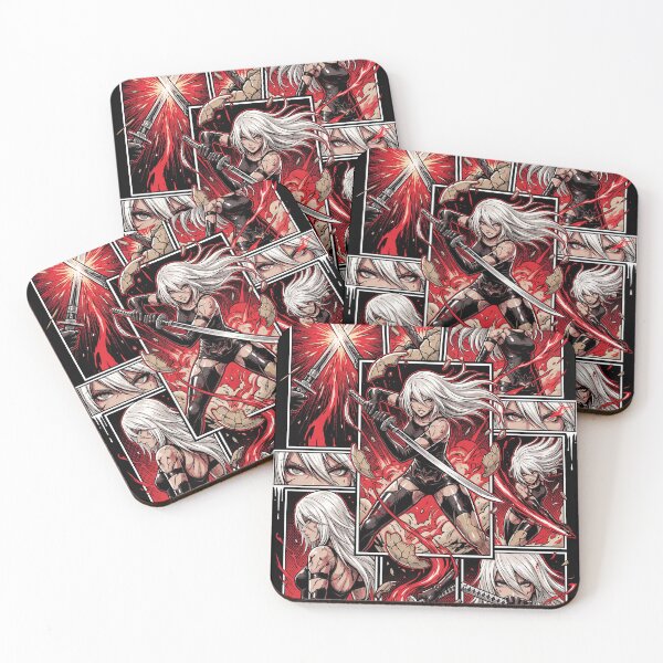 Item preview, A2 NieR Automata YoRHa No.2 Type A Android White Hair Katana Pod 042 Pascal Village Amusement Park 2B 9S Ending E Fan Art Portrait Poster T-Shirt Sticker Gift designed and sold by Senpaiwaves.