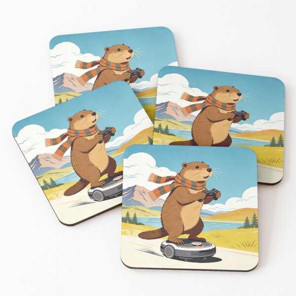 Item preview, Grand Tour Lofi Gamer Poster | Cute Marmot on Robot Vacuum | Retro Travel Aesthetic Whimsical Art designed and sold by Cherrydora.