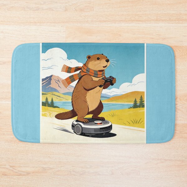 Item preview, Grand Tour Lofi Gamer Poster | Cute Marmot on Robot Vacuum | Retro Travel Aesthetic Whimsical Art designed and sold by Cherrydora.