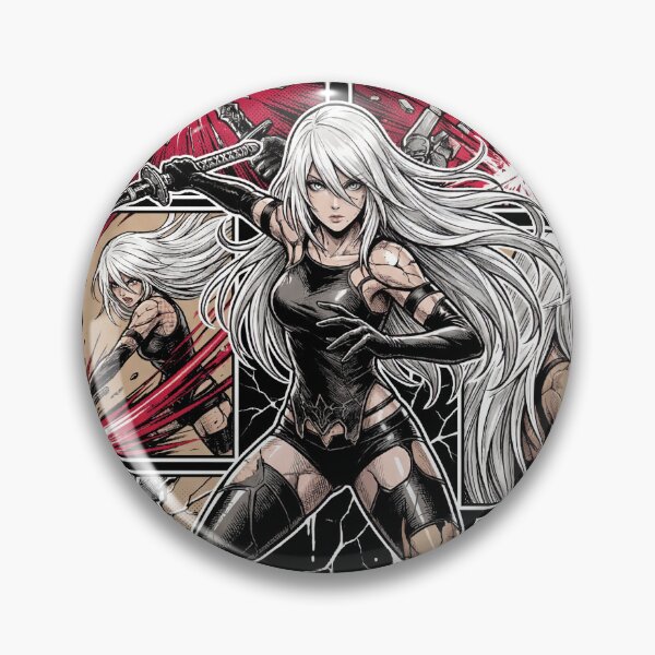 Artikelvorschau, A2 NieR Automata YoRHa Nr. 2 Typ A Android Weißes Haar Katana Pod 042 Pascal Village Vergnügungspark 2B 9S Ende E Fan Art Portrait Poster T-Shirt Sticker Geschenk entworfen und verkauft von Senpaiwaves.
