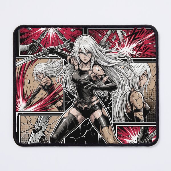 Item preview, A2 NieR Automata YoRHa No.2 Type A Android White Hair Katana Pod 042 Pascal Village Amusement Park 2B 9S Ending E Fan Art Portrait Poster T-Shirt Sticker Gift designed and sold by Senpaiwaves.