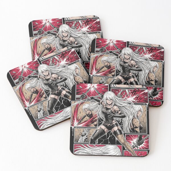 Item preview, A2 NieR Automata YoRHa No.2 Type A Android White Hair Katana Pod 042 Pascal Village Amusement Park 2B 9S Ending E Fan Art Portrait Poster T-Shirt Sticker Gift designed and sold by Senpaiwaves.