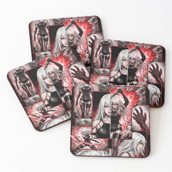 Item preview, A2 NieR Automata YoRHa No.2 Type A Android White Hair Katana Pod 042 Pascal Village Amusement Park 2B 9S Ending E Fan Art Portrait Poster T-Shirt Sticker Gift designed and sold by Senpaiwaves.