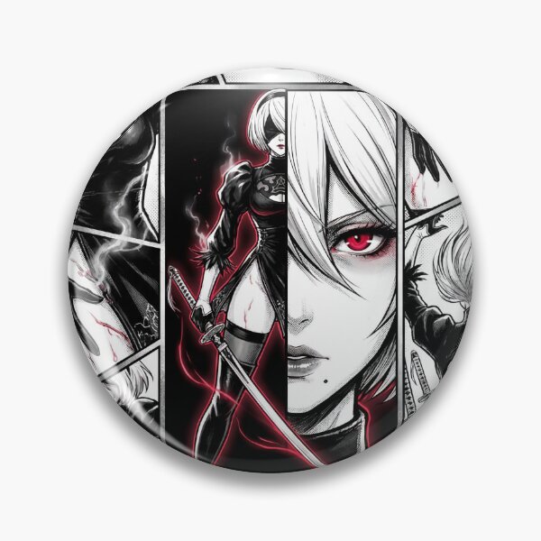 Item preview, 2B NieR Automata YoRHa No.2 Type B Android Blindfold White Hair Katana Pod 153 9S Pascal Village Amusement Park Ending E Fan Art Portrait Poster T-Shirt Sticker Gift designed and sold by Senpaiwaves.