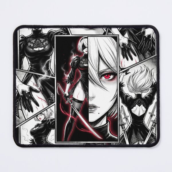 Item preview, 2B NieR Automata YoRHa No.2 Type B Android Blindfold White Hair Katana Pod 153 9S Pascal Village Amusement Park Ending E Fan Art Portrait Poster T-Shirt Sticker Gift designed and sold by Senpaiwaves.