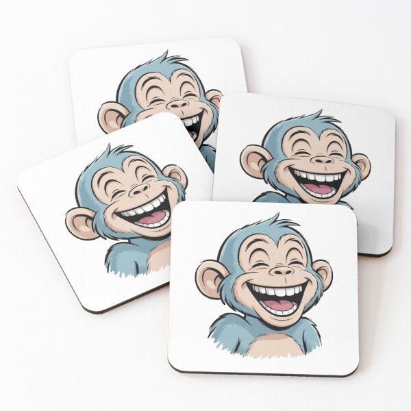Item preview, Smiling Blue Monkey Face – Cute Cartoon Animal Art designed and sold by Dospart.