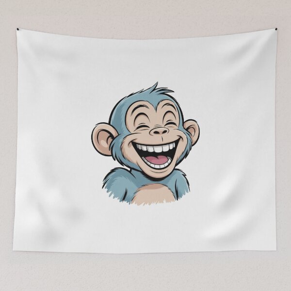 Item preview, Smiling Blue Monkey Face – Cute Cartoon Animal Art designed and sold by Dospart.