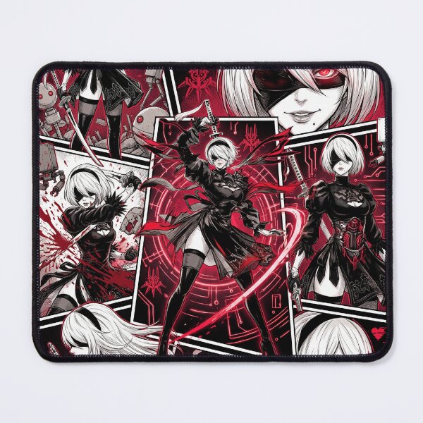 Item preview, 2B NieR Automata YoRHa No.2 Type B Android Blindfold White Hair Katana Pod 153 9S Pascal Village Amusement Park Ending E Fan Art Portrait Poster T-Shirt Sticker Gift designed and sold by Senpaiwaves.