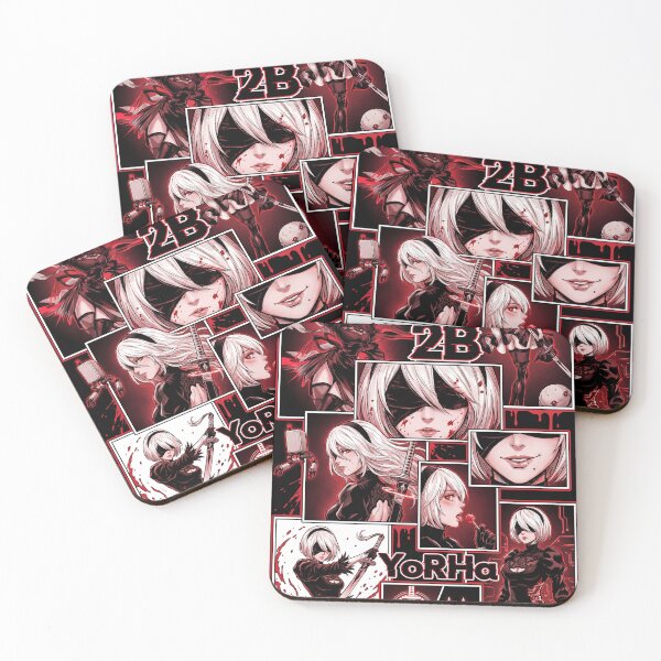 Item preview, 2B NieR Automata YoRHa No.2 Type B Android Blindfold White Hair Katana Pod 153 9S Pascal Village Amusement Park Ending E Fan Art Portrait Poster T-Shirt Sticker Gift designed and sold by Senpaiwaves.
