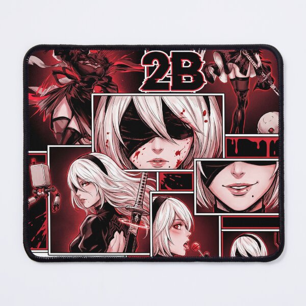 Item preview, 2B NieR Automata YoRHa No.2 Type B Android Blindfold White Hair Katana Pod 153 9S Pascal Village Amusement Park Ending E Fan Art Portrait Poster T-Shirt Sticker Gift designed and sold by Senpaiwaves.