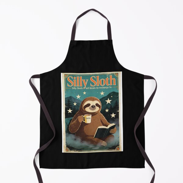 Item preview, Silly Sloth Lofi Beats Vintage Poster Art | Retro Aesthetic Reading Sloth with Stanley Mug | Cozy Cabin Vibe designed and sold by Cherrydora.