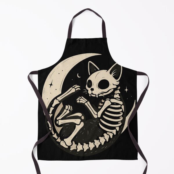 Item preview, Gothic Skeleton Cat Curled in Crescent Moon – Dark Cute Aesthetic designed and sold by Mouraludia.