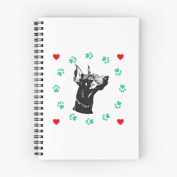 Item preview, Doberman Dog Portrait with Paw Prints and Hearts designed and sold by WayOutWorks.
