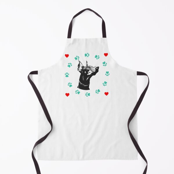Item preview, Doberman Dog Portrait with Paw Prints and Hearts designed and sold by WayOutWorks.