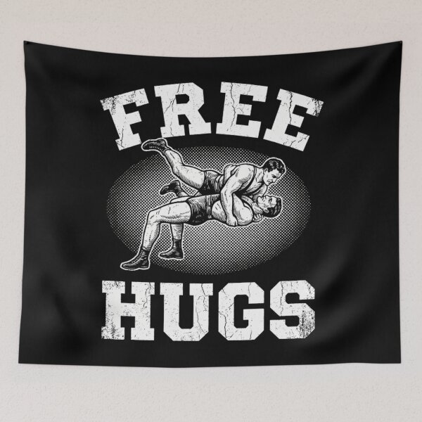 Item preview, Funny Wrestling Free Hugs - Vintage Grappling Sports Humor designed and sold by Mason-Pride.