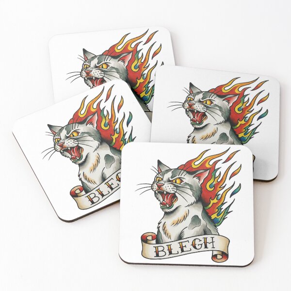 Item preview, Blegh Cat – Flaming Tattoo Flash Art designed and sold by fernwehbindery.