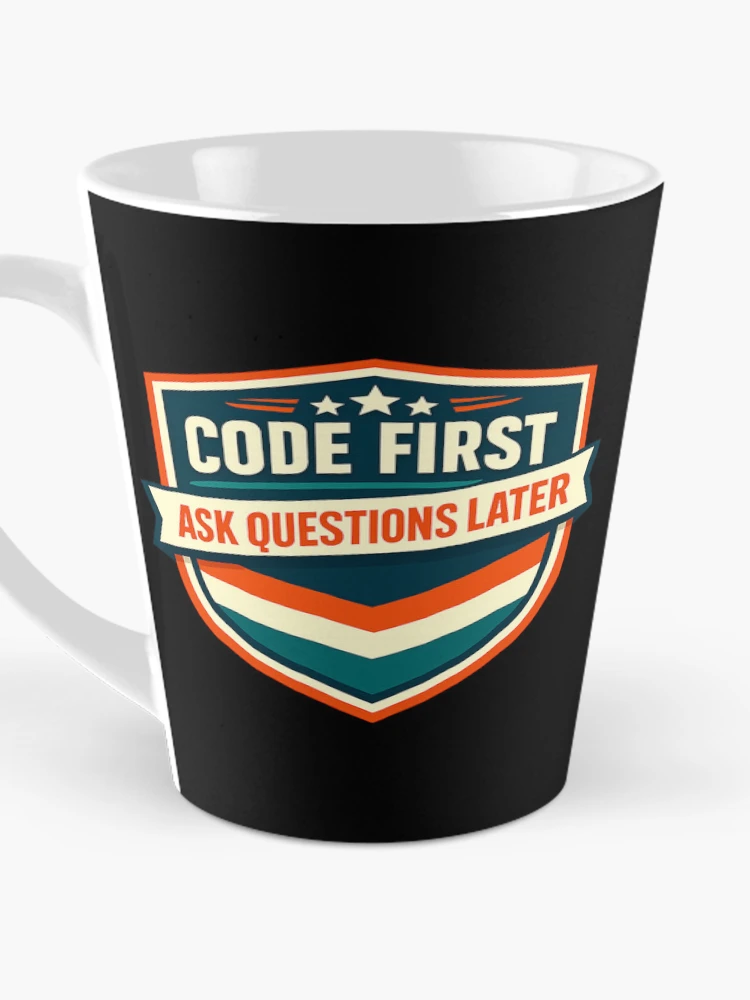 Thumbnail 3 of 4, Coffee Mug, Code First Ask Questions Later designed and sold by Paninides.