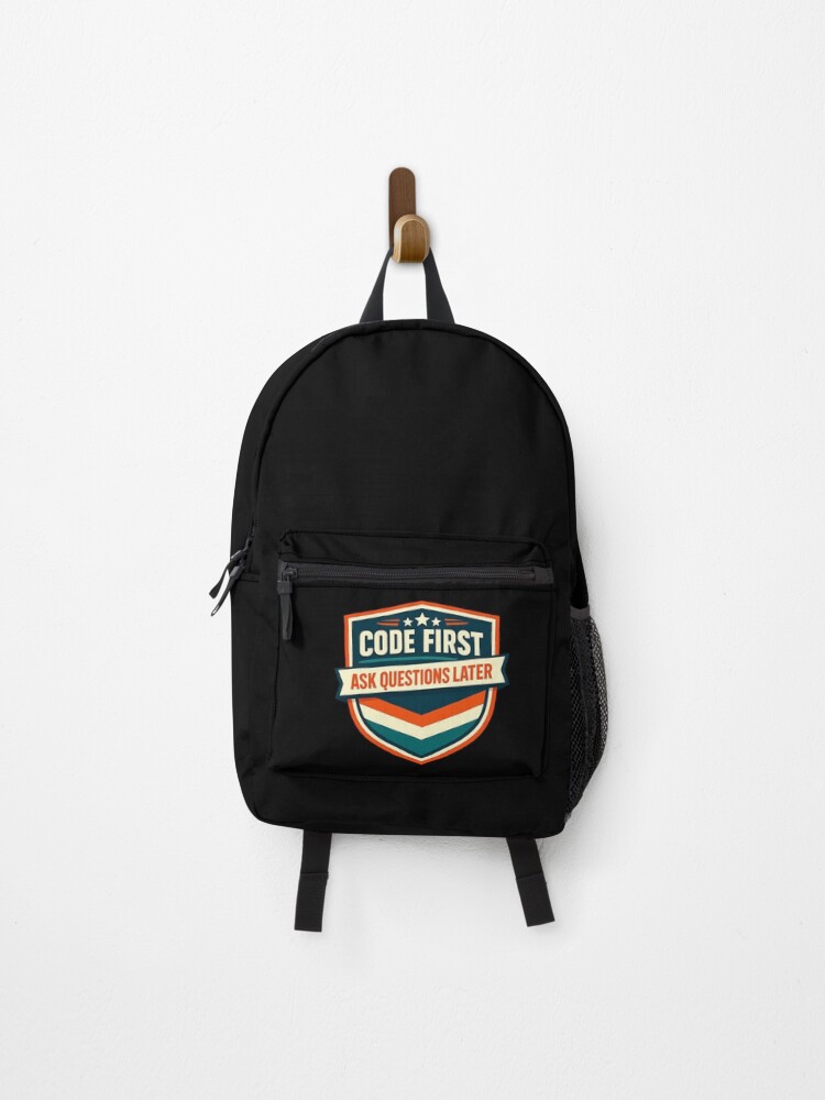 Thumbnail 1 of 3, Backpack, Code First Ask Questions Later designed and sold by Paninides.