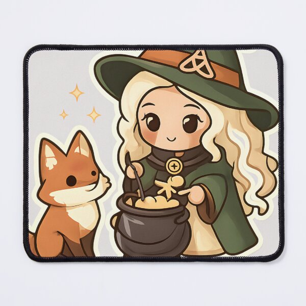 Item preview, Ceridwen and the Fox Familiar | Cozy Celtic Witch Illustration | Pagan Fantasy Art designed and sold by NOVAWEARIT.