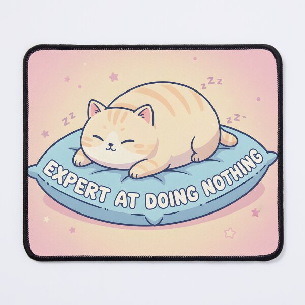 Item preview, Cute Chubby Cat Sleeping on a Blue Pillow designed and sold by homydesign.