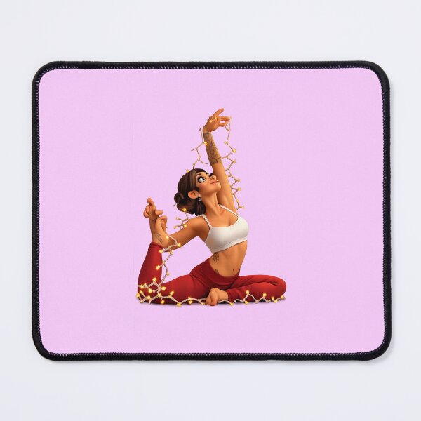 Item preview, 3D Cartoon Yoga Girl with Christmas Lights – Festive Holiday Wellness Illustration designed and sold by Fashion Empire.
