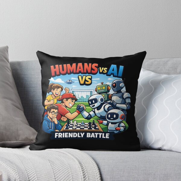 Item preview, Friendly Humans vs AI – Cartoon Competition Illustration designed and sold by ArminGreen.
