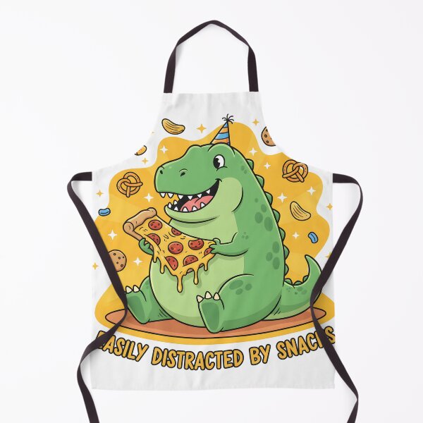 Item preview, Adorable Cartoon Dinosaur Eating Pizza with Snacks designed and sold by homydesign.