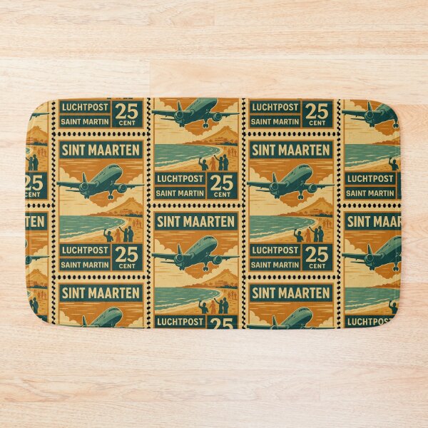 Item preview, Sint Maarten Airmail Stamp – Vintage Airport Beach Illustration designed and sold by Travellerz.