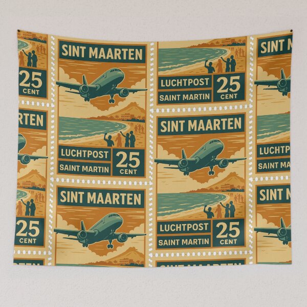 Item preview, Sint Maarten Airmail Stamp – Vintage Airport Beach Illustration designed and sold by Travellerz.