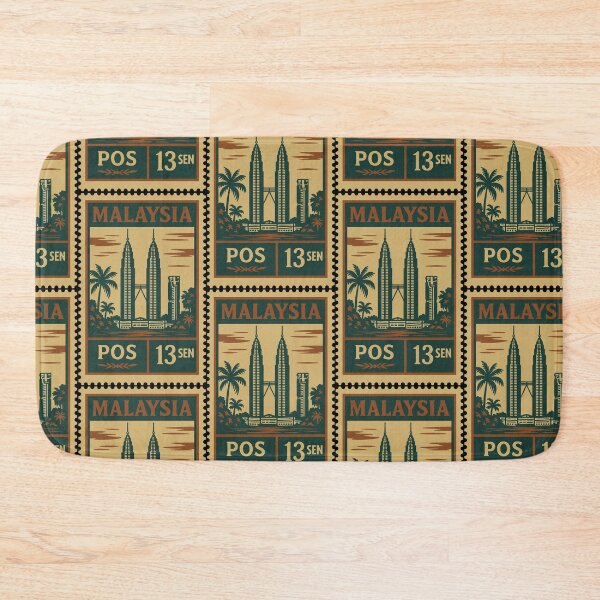 Item preview, Malaysia Vintage Postage Stamp – Kuala Lumpur Towers Retro Art designed and sold by Travellerz.