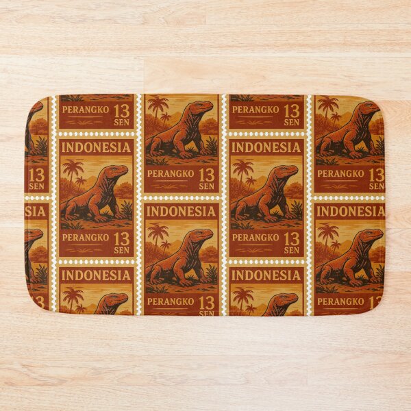 Item preview, Indonesia Vintage Postage Stamp – Komodo Dragon Retro Travel Art designed and sold by Travellerz.