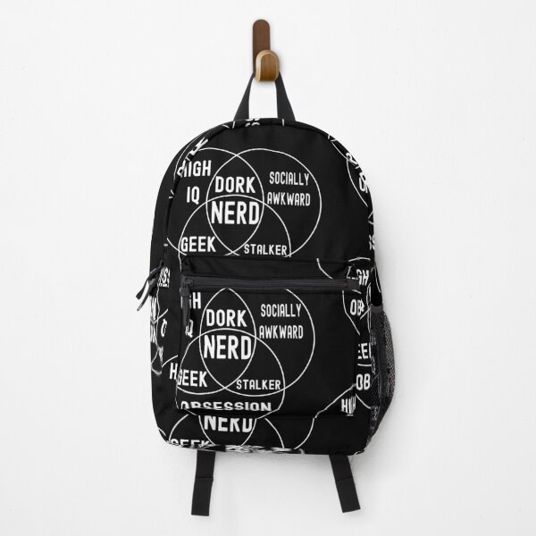 Item preview, Funny Nerdy Venn Diagram High IQ, Obsession, Socially Awkward Nerd White Text designed and sold by MathWare MathClips.