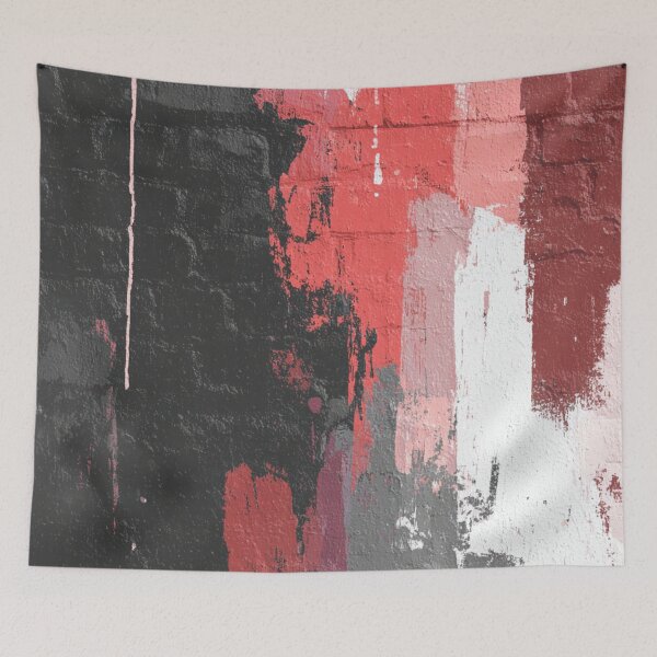 Item preview, Red Abstract Graffiti on Black Brick Wall designed and sold by Sketch-Shack.
