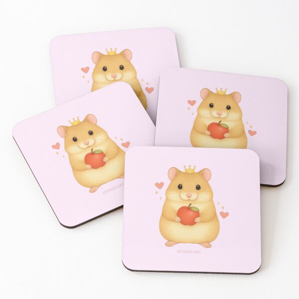 Item preview, Golden Hamster with Apples - Solid Pink designed and sold by HIMEKARI.