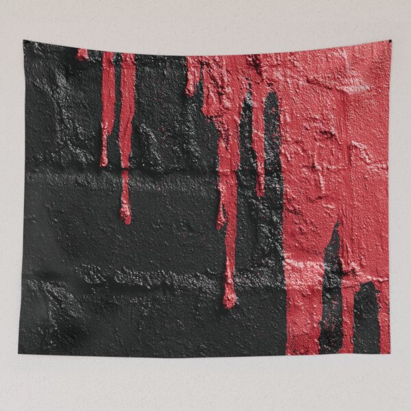 Item preview, Red Abstract Graffiti on Black Brick Wall designed and sold by Sketch-Shack.