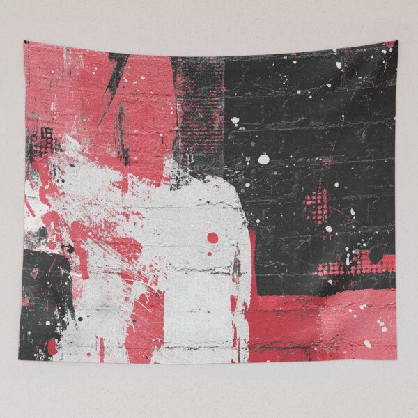 Item preview, Red Abstract Graffiti on Black Brick Wall designed and sold by Sketch-Shack.